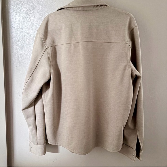 NWT Zara Textured Ottoman Overshirt Shacket Beige L - Picture 7 of 10